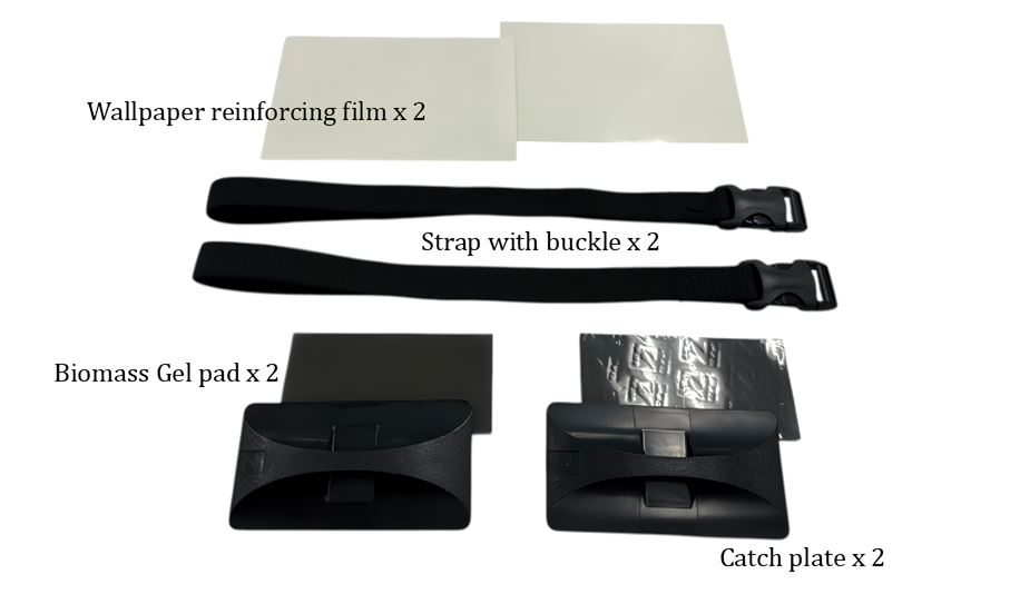 set contents of safety strap with gel pads for flor TV stand 